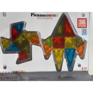36-Piece Mini Diamond Magnetic Tiles Set - Red, Blue, Yellow